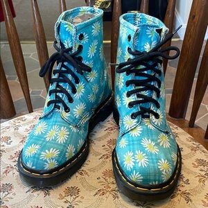 Dr. Martens Blue Floral Combat Boots